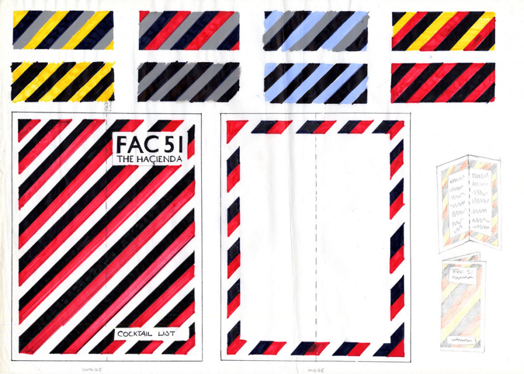 Peter Saville's design for the Hacienda's cocktail menu in red